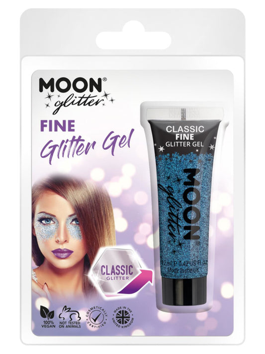 Moon Glitter Classic Fine Glitter Gel, Blue, Clamshell, 12ml