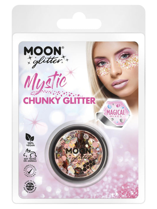 Moon Glitter Mystic Chunky Glitter, Mixed Colours, Clamshell, 3g, Prosecco