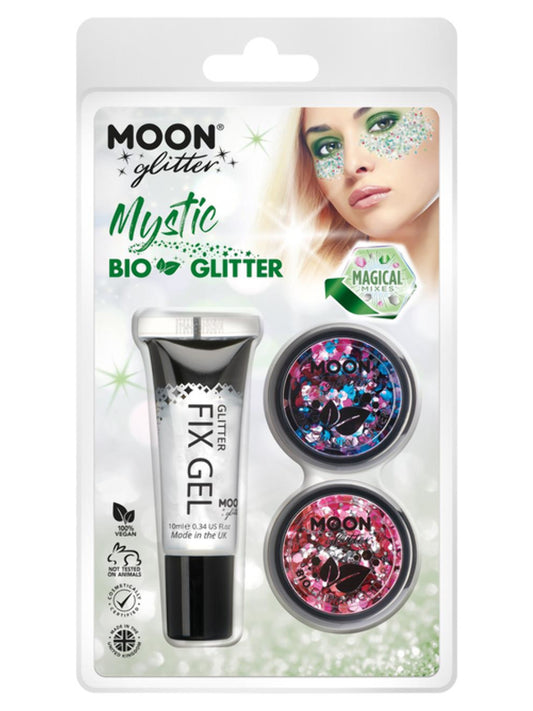 Moon Glitter Mystic Bio Chunky Glitter, Clamshell, Mixed Colours, 3g - Fix Gel, Celebration, Blossom