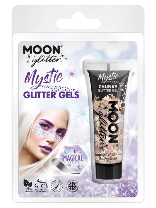 Moon Glitter Mystic Chunky Glitter Gel, Clamshell, Mixed Colours, 12ml, Prosecco