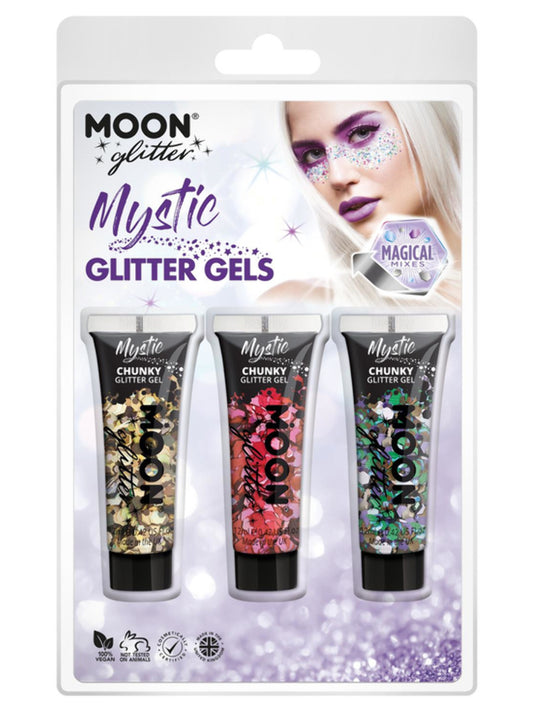 Moon Glitter Mystic Chunky Glitter Gel, Clamshell, Mixed Colours, 12ml - Luxe, Valentines, Galaxy