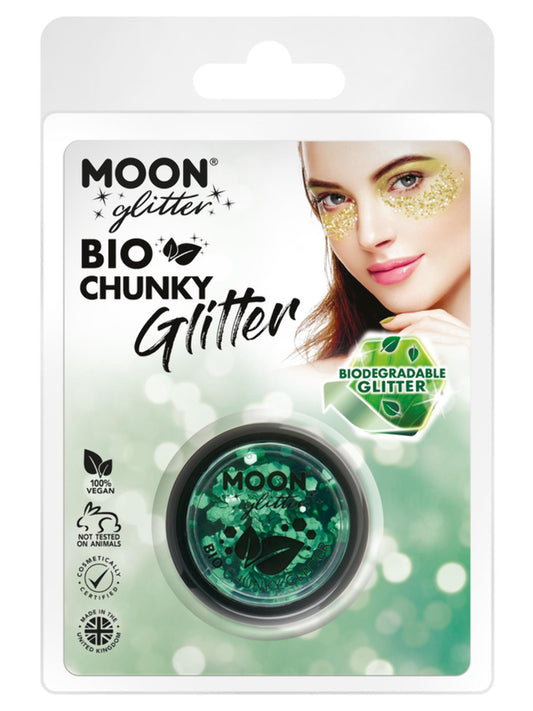 Moon Glitter Bio Chunky Glitter, Green, Clamshell, 3g