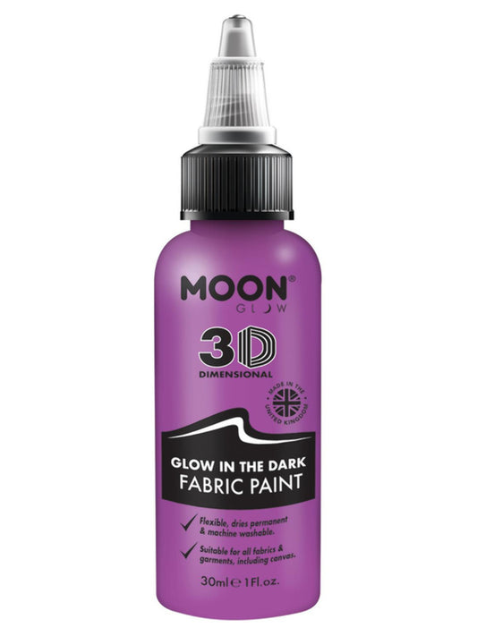 Moon Glow - Glow in the Dark Fabric Paint, Purple, 30ml Single