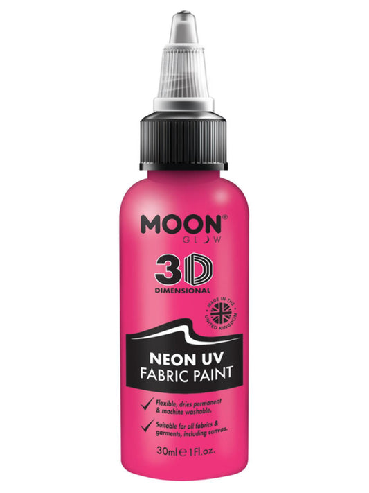 Moon Glow - Neon UV Intense Fabric Paint, Pink, 30ml Single