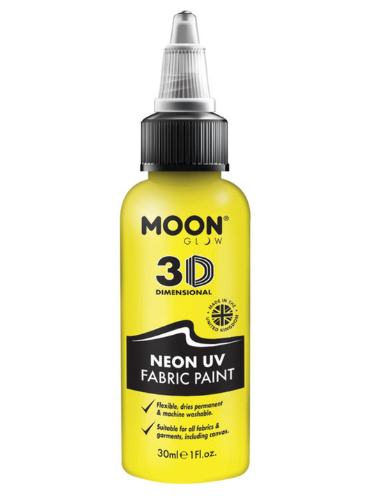 Moon Glow - Neon UV Intense Fabric Paint, Yellow, 30ml Single