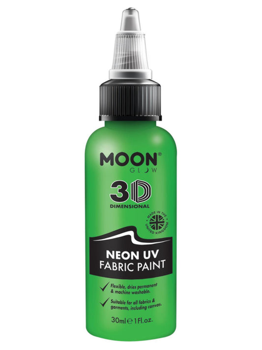 Moon Glow - Neon UV Intense Fabric Paint, Green, 30ml Single