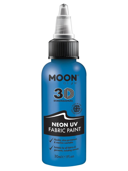 Moon Glow - Neon UV Intense Fabric Paint, Blue, 30ml Single