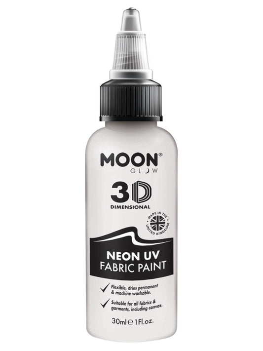Moon Glow - Neon UV Intense Fabric Paint, White, 30ml Single