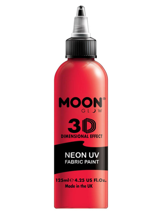 Moon Glow - Neon UV Intense Fabric Paint, Red, 125ml Single
