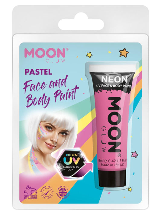 Moon Glow Pastel Neon UV Face Paint, Pastel Pink, Clamshell, 12ml