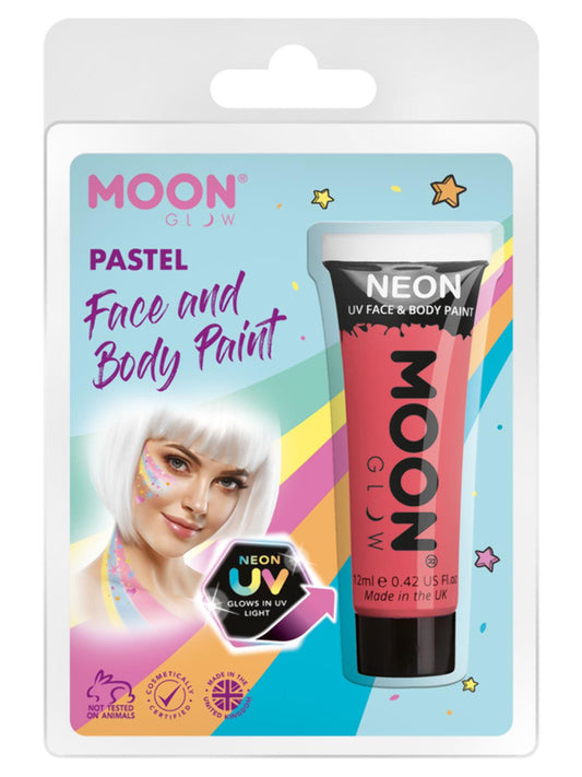 Moon Glow Pastel Neon UV Face Paint, Pastel Coral, Clamshell, 12ml