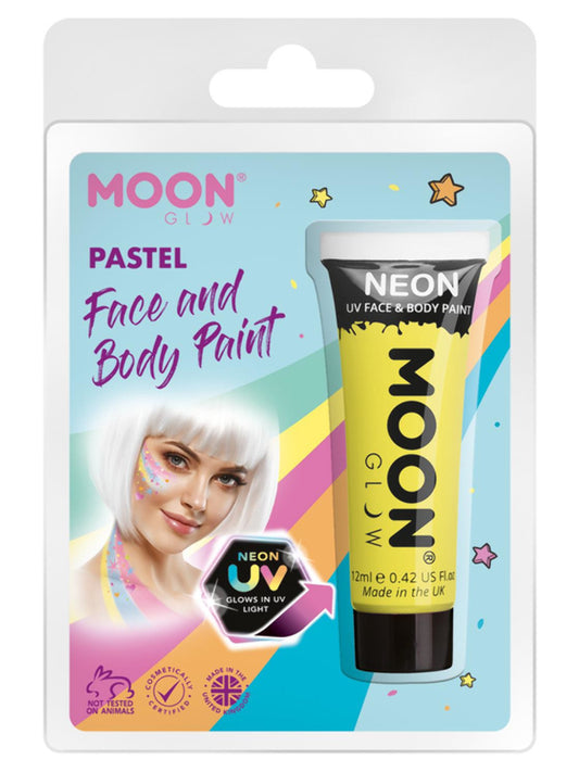 Moon Glow Pastel Neon UV Face Paint, Yellow, Clamshell, 12ml