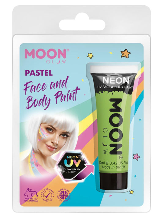 Moon Glow Pastel Neon UV Face Paint, Pastel Green, Clamshell, 12ml