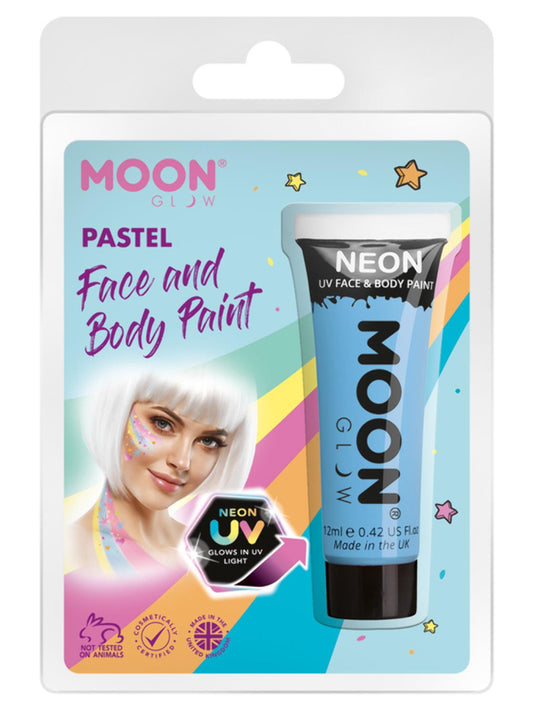 Moon Glow Pastel Neon UV Face Paint, Pastel Blue, Clamshell, 12ml