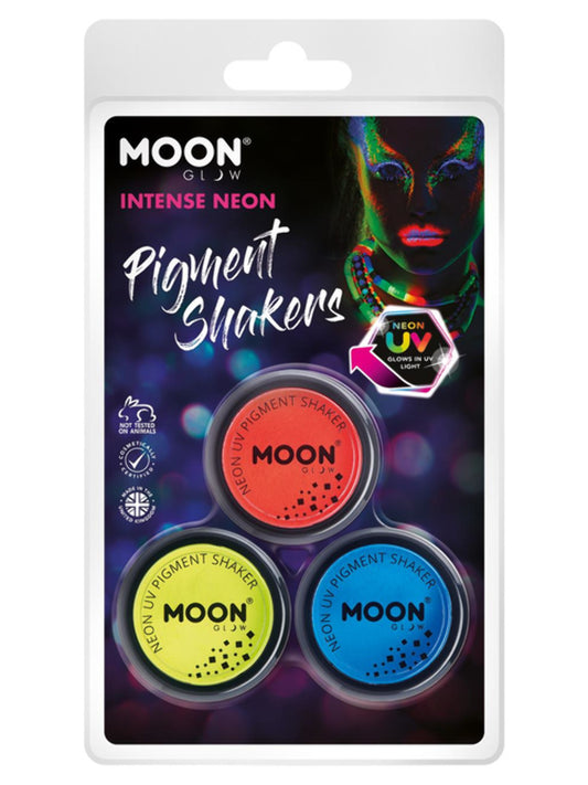 Moon Glow Intense Neon UV Pigment Shakers, Clamshell, 4.2g - Red, Yellow, Blue
