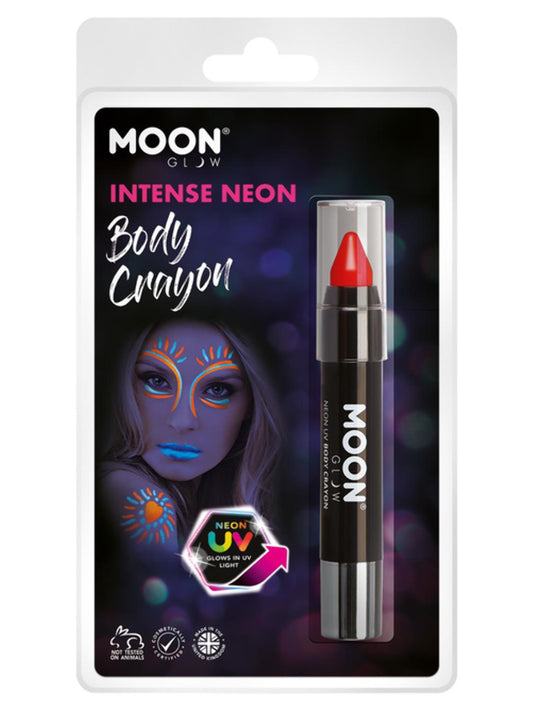 Moon Glow Intense Neon UV Body Crayons, Intense Re, Clamshell, 3.2g