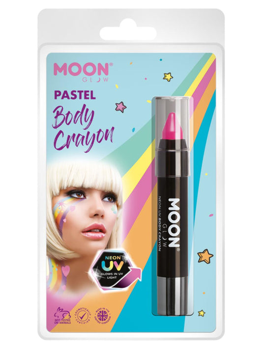 Moon Glow Pastel Neon UV Body Crayons, Pastel Pink, Clamshell, 3.2g