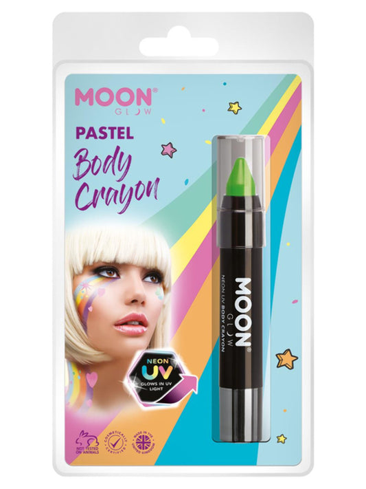Moon Glow Pastel Neon UV Body Crayons, Pastel Gree, Clamshell, 3.2g