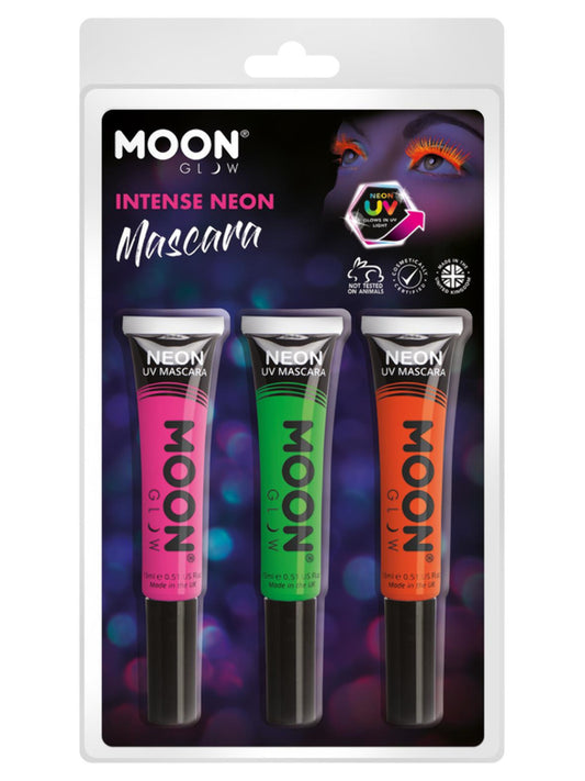 Moon Glow Intense Neon UV Mascara, Clamshell, 15ml - Pink, Green, Orange