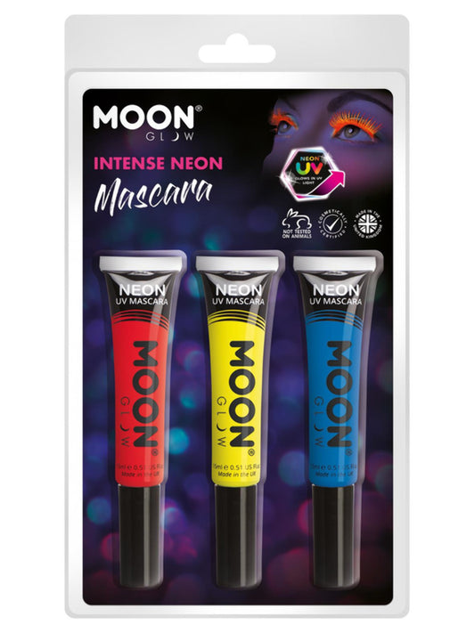 Moon Glow Intense Neon UV Mascara, Clamshell, 15ml - Red, Yellow, Blue