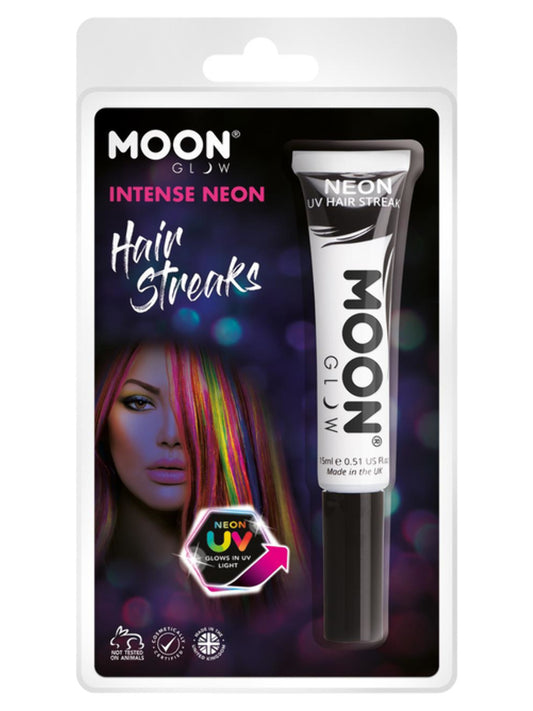 Moon Glow Intense Neon UV Hair Streaks, White, Clamshell, 15ml