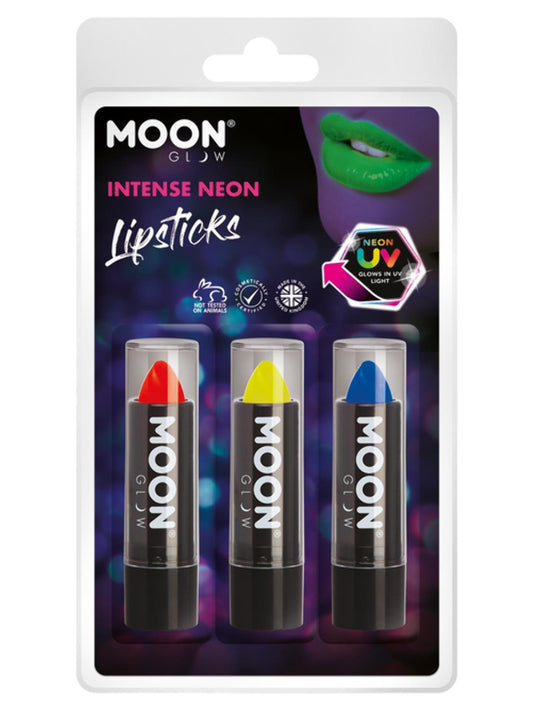 Moon Glow Intense Neon UV Lipstick, Clamshell 4.2g - Red, Yellow, Blue