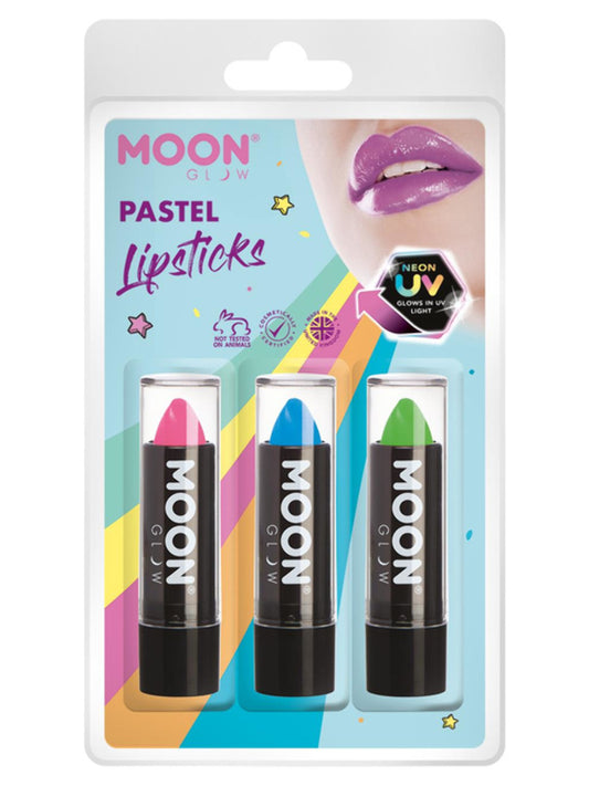 Moon Glow Pastel Neon UV Lipstick, Clamshell 4.2g - Pink, Blue, Green