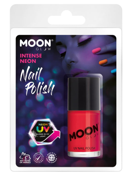 Moon Glow Intense Neon UV Nail Polish, Intense Red, Clamshell, 14ml