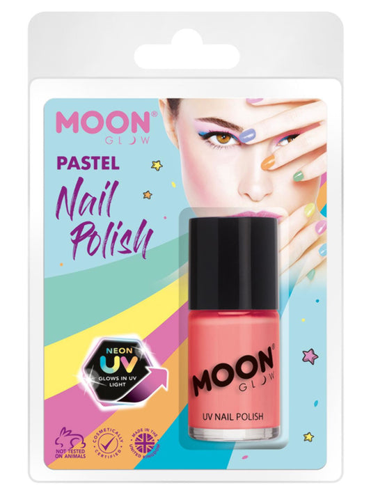Moon Glow Pastel Neon UV Nail Polish, Pastel Coral, Clamshell, 14ml