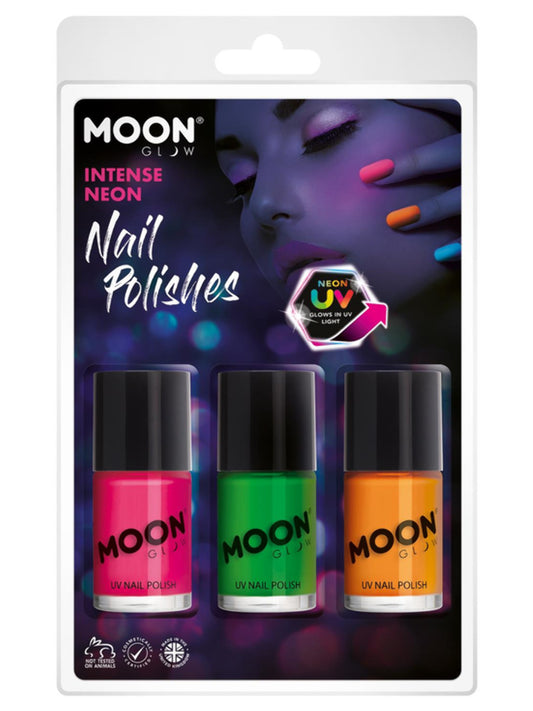 Moon Glow Intense Neon UV NAil Polish, Clamshell, 14ml - Pink, Green, Orange