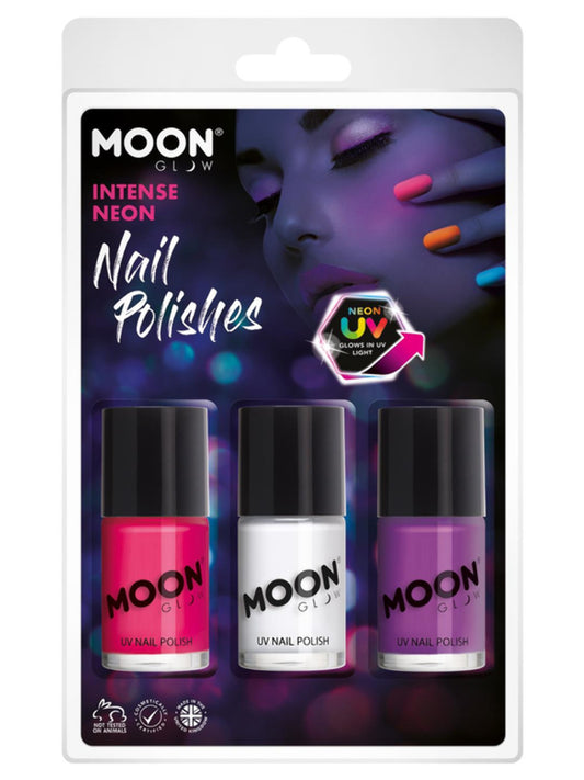 Moon Glow Inense Neon UV Nail Polish, Clamshell, 14ml - Pink, White, Purple