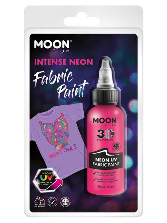 Moon Glow - Neon UV Intense Fabric Paint, 30ml Clamshell - Intense Pink