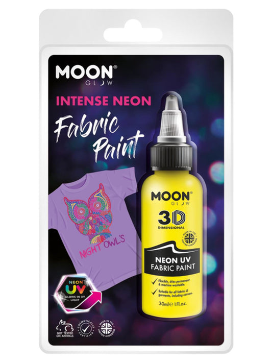 Moon Glow - Neon UV Intense Fabric Paint, 30ml Clamshell - Intense Yellow