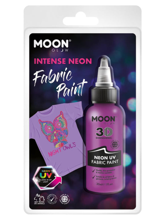 Moon Glow - Neon UV Intense Fabric Paint, 30ml Clamshell - Intense Purple