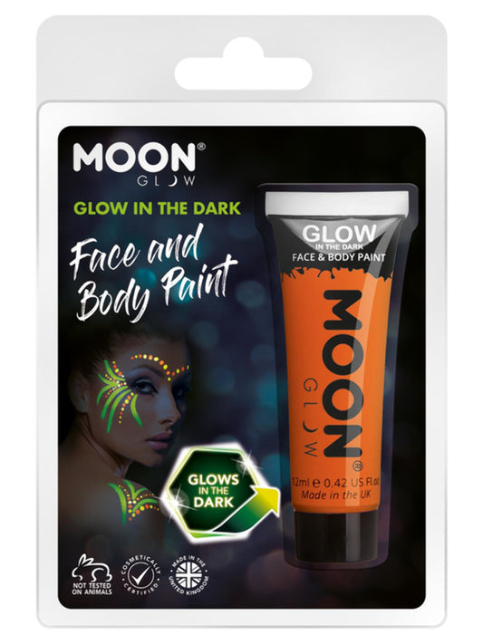 Moon Glow - Glow in the Dark Face Paint, Orange, 12ml Clamshell