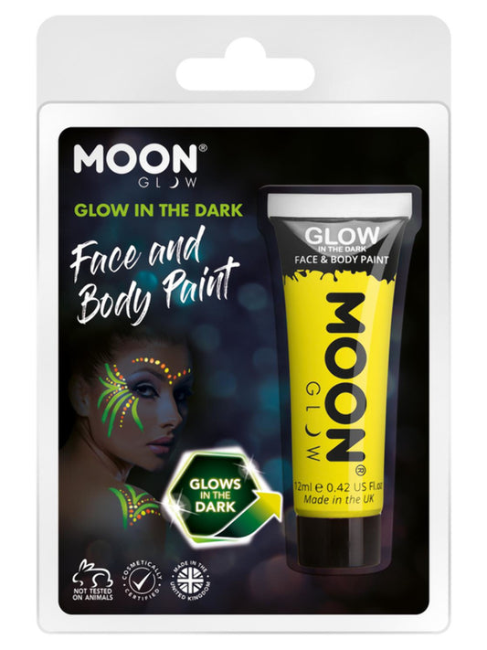 Moon Glow - Glow in the Dark Face Paint, Yellow, 12ml Clamshell