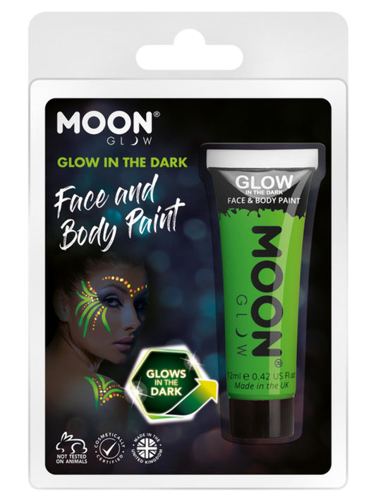 Moon Glow - Glow in the Dark Face Paint, Green, 12ml Clamshell