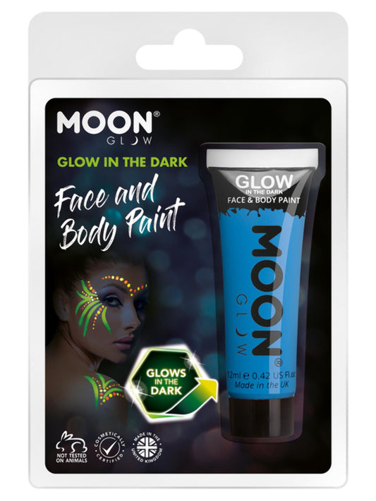 Moon Glow - Glow in the Dark Face Paint, Blue, 12ml Clamshell