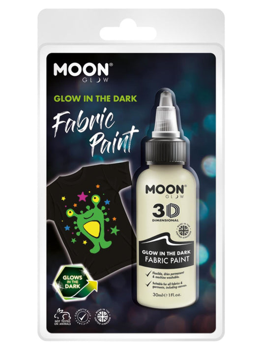 Moon Glow - Glow in the Dark Fabric Paint, Invisib, 30ml Clamshell