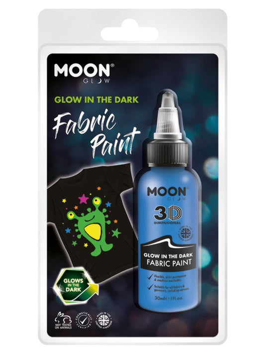 Moon Glow - Glow in the Dark Fabric Paint, Blue, 30ml Clamshell