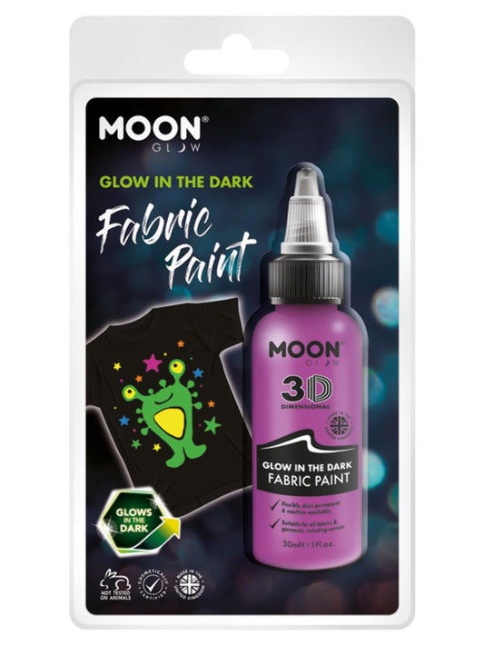 Moon Glow - Glow in the Dark Fabric Paint, Purple, 30ml Clamshell