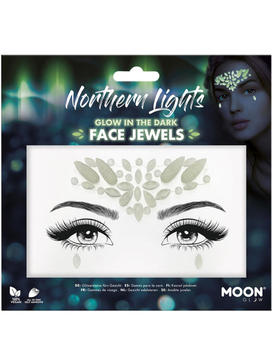 Moon Glow Face Jewels, Northern Lights, Glow In The Dark