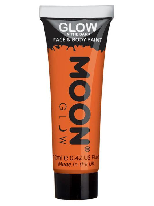 Moon Glow - Glow in the Drak Face Paint, Orange, 12ml Single