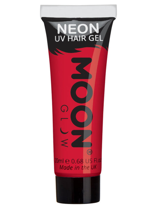 Moon Glow Intense Neon UV Hair Gel, Intense Red, Single, 20ml