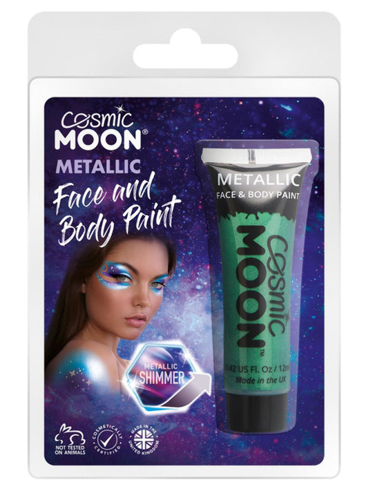 Cosmic Moon Metallic Face & Body Paint, Green, Clamshell, 12ml