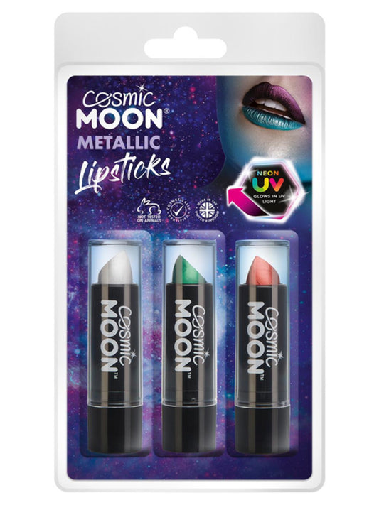 Cosmic Moon Metallic Lipstick, Clamshell, 4.2g - Silver, Green, Red