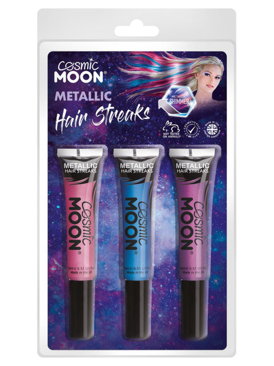 Cosmic Moon Metallic Hair Streaks, Clamshell, 15ml, Pink, Purple, Blue