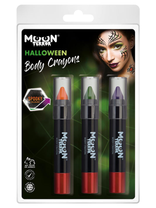 Moon Terror Halloween Body Crayons, Clamshell 3.2g - Orange, Green, Purple