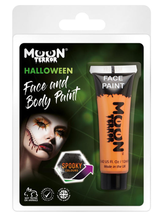 Moon Terror Halloween Face & Body Paint, Orange, Clamshell 12ml