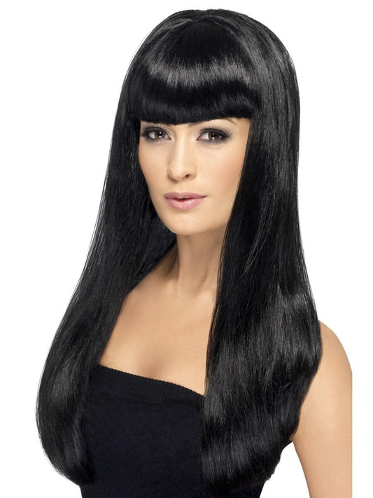 Babelicious Wig, Black, Long, Straight with Fringe Wholesale